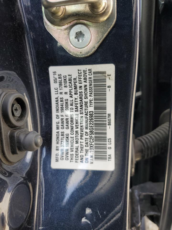 19XFC2F58GE226983 HONDA CIVIC 2016
