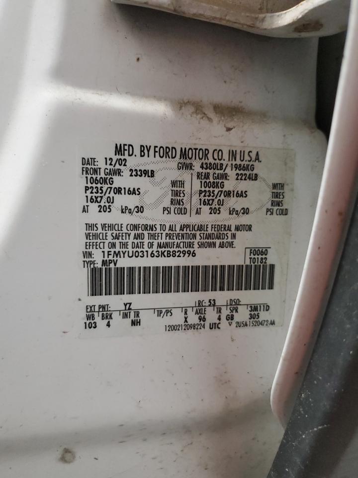 2003 Ford Escape Xlt VIN: 1FMYU03163KB82996 Lot: 51925715