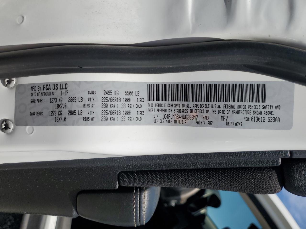 1C4PJMAS4HW628347 2017 Jeep Cherokee Sport