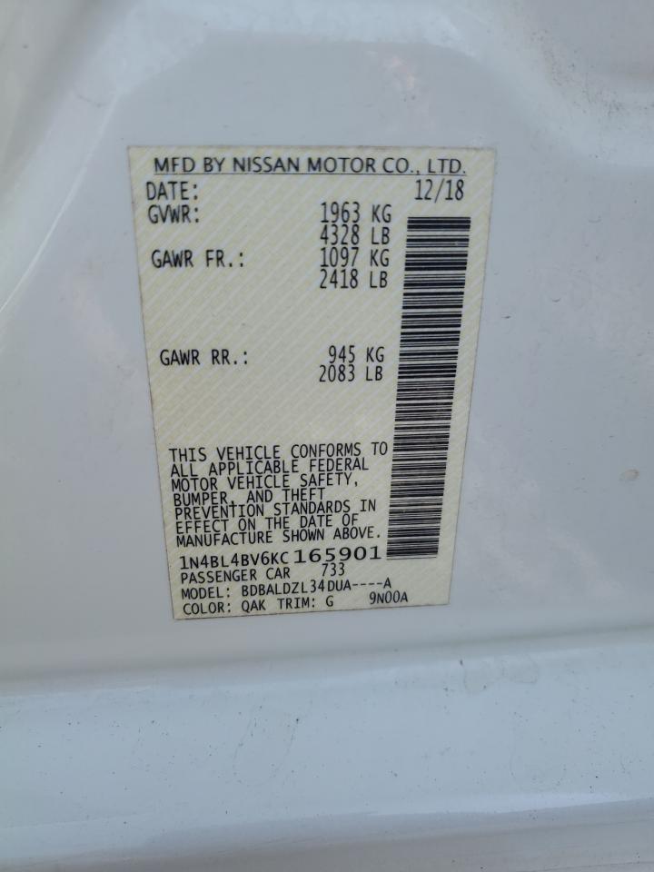 2019 Nissan Altima S VIN: 1N4BL4BV6KC165901 Lot: 53456605