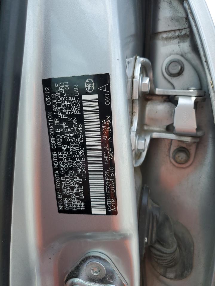 2012 Toyota Prius C VIN: JTDKDTB33C1005648 Lot: 54905985