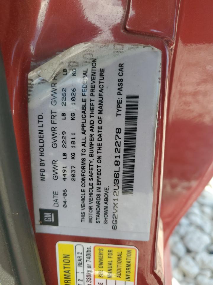 2006 Pontiac Gto VIN: 6G2VX12U86L812278 Lot: 53451675