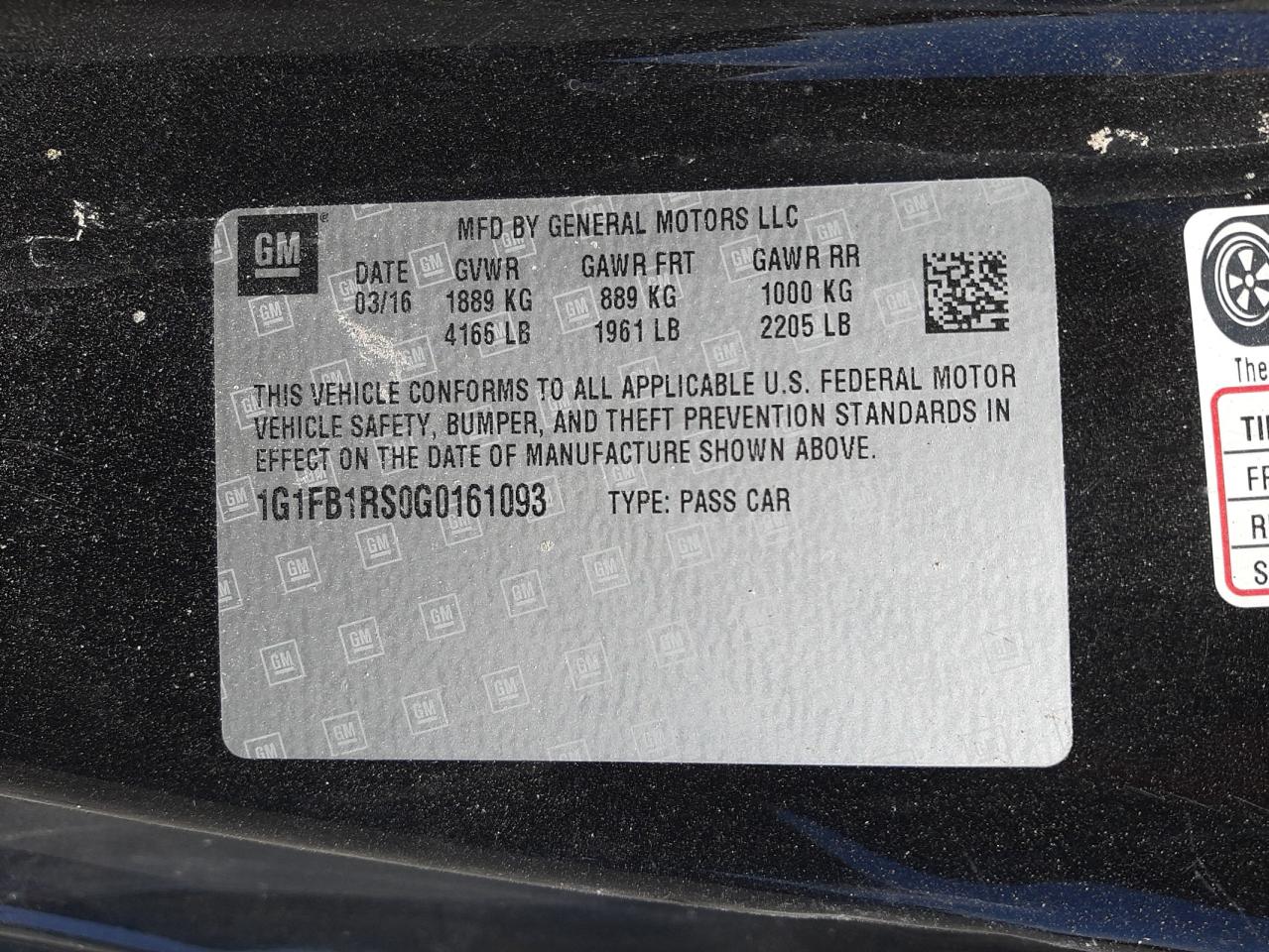 1G1FB1RS0G0161093 CHEVROLET CAMARO 2016