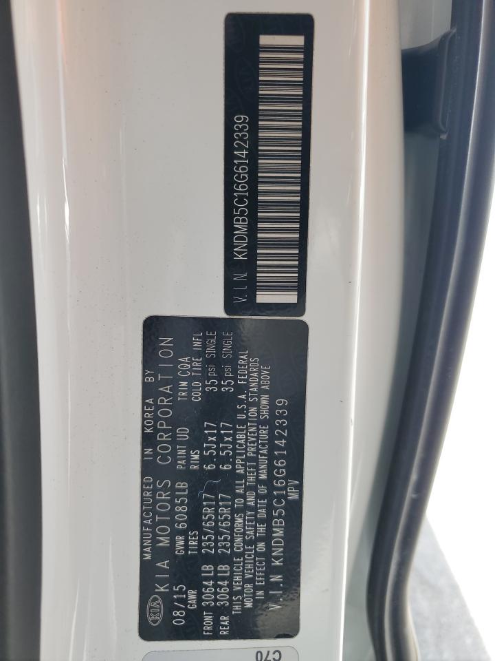 2016 Kia Sedona Lx VIN: KNDMB5C16G6142339 Lot: 54047275