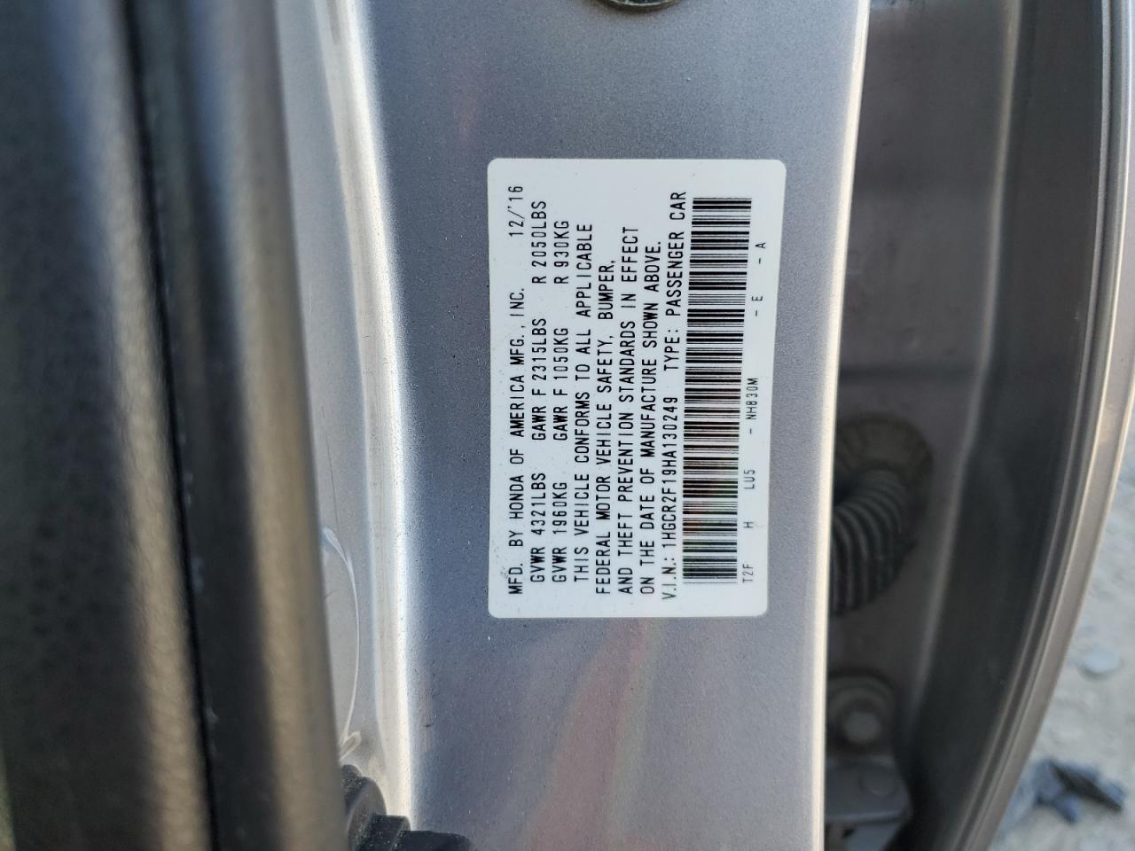 1HGCR2F19HA130249 HONDA ACCORD 2017