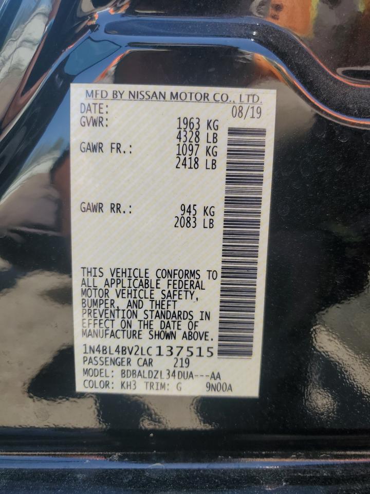 2020 Nissan Altima S VIN: 1N4BL4BV2LC137515 Lot: 55238365