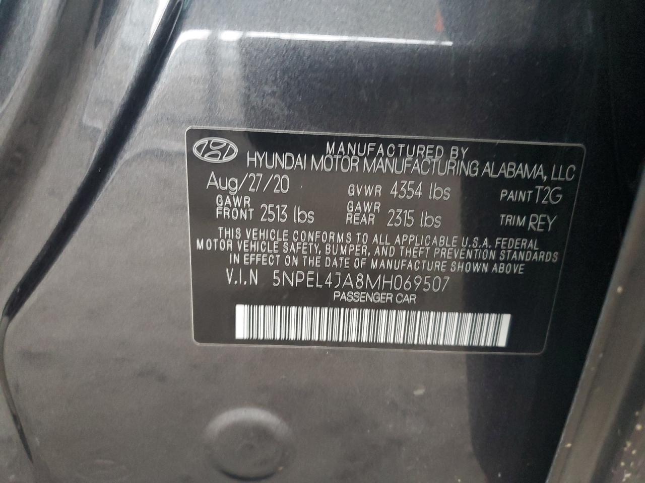 2021 Hyundai Sonata Sel VIN: 5NPEL4JA8MH069507 Lot: 53537725