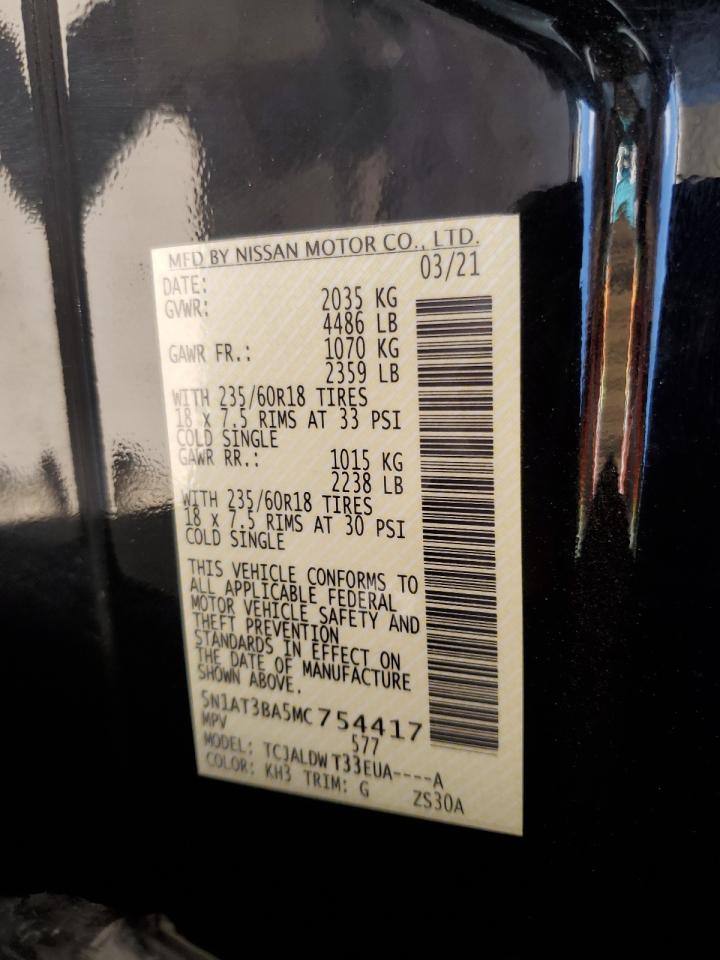 2021 Nissan Rogue Sv VIN: 5N1AT3BA5MC754417 Lot: 53866245