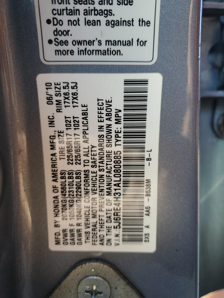 2010 Honda Cr-V Lx VIN: 5J6RE4H31AL080885 Lot: 55109105