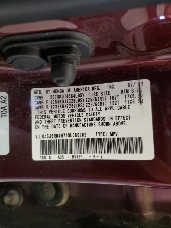 2013 Honda Cr-V Exl VIN: 5J6RM4H74DL080762 Lot: 51981465