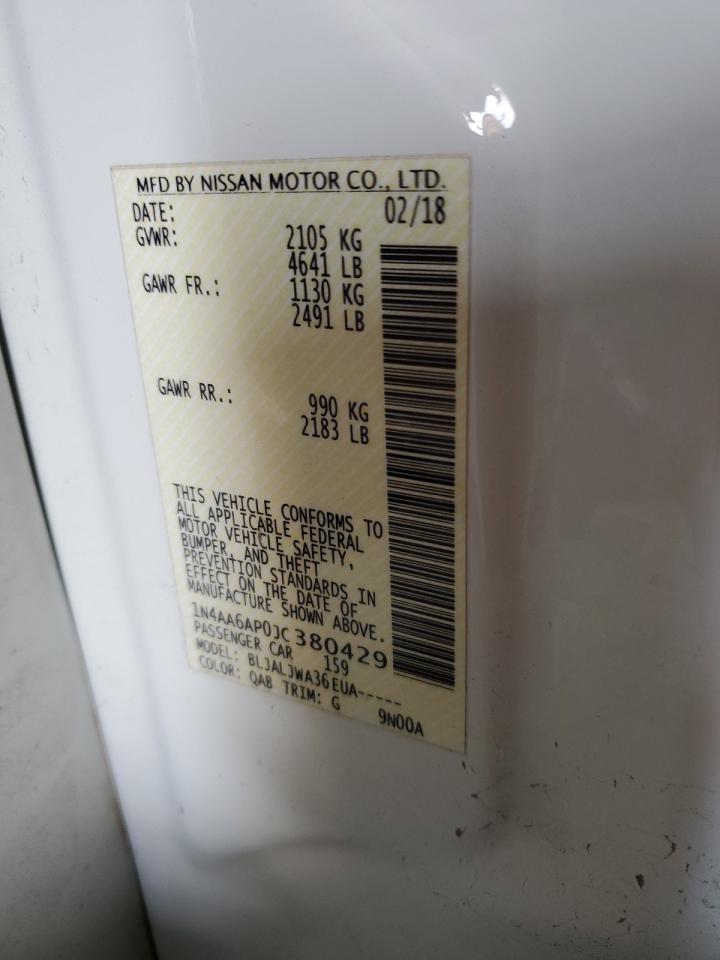 2018 Nissan Maxima 3.5S VIN: 1N4AA6AP0JC380429 Lot: 51476865