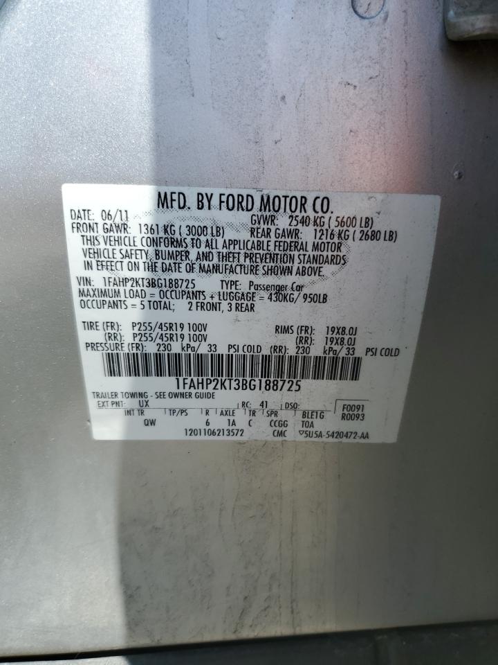 2011 Ford Taurus Sho VIN: 1FAHP2KT3BG188725 Lot: 51316155