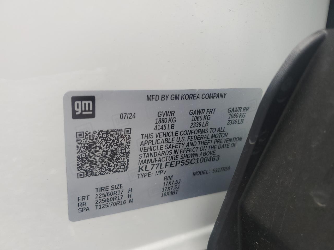 2025 Chevrolet Trax Ls VIN: KL77LFEP5SC100463 Lot: 54843325