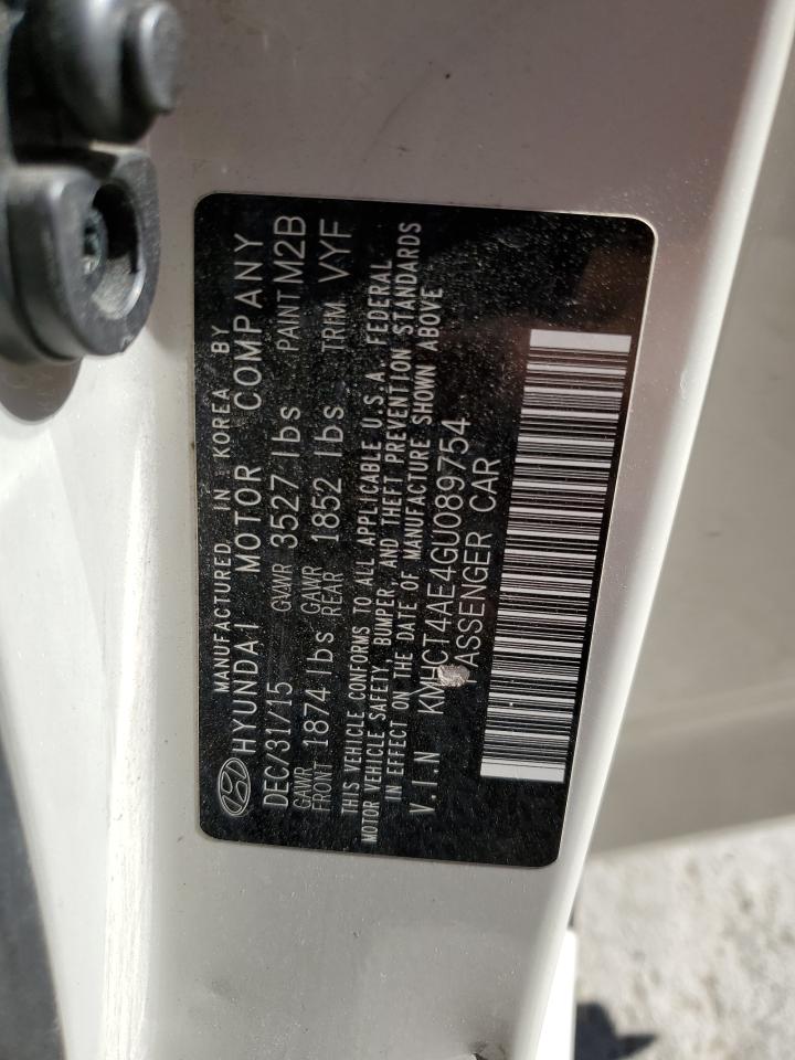 2016 Hyundai Accent Se VIN: KMHCT4AE4GU089754 Lot: 53251335