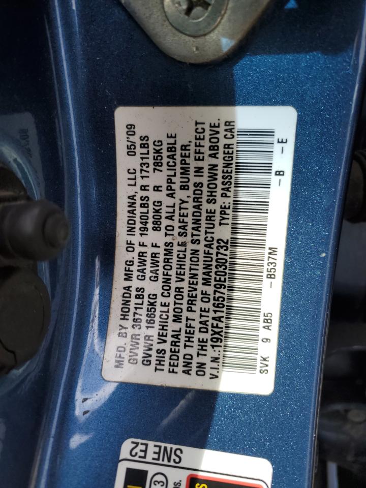 2009 Honda Civic Lx VIN: 19XFA16579E030732 Lot: 51538305