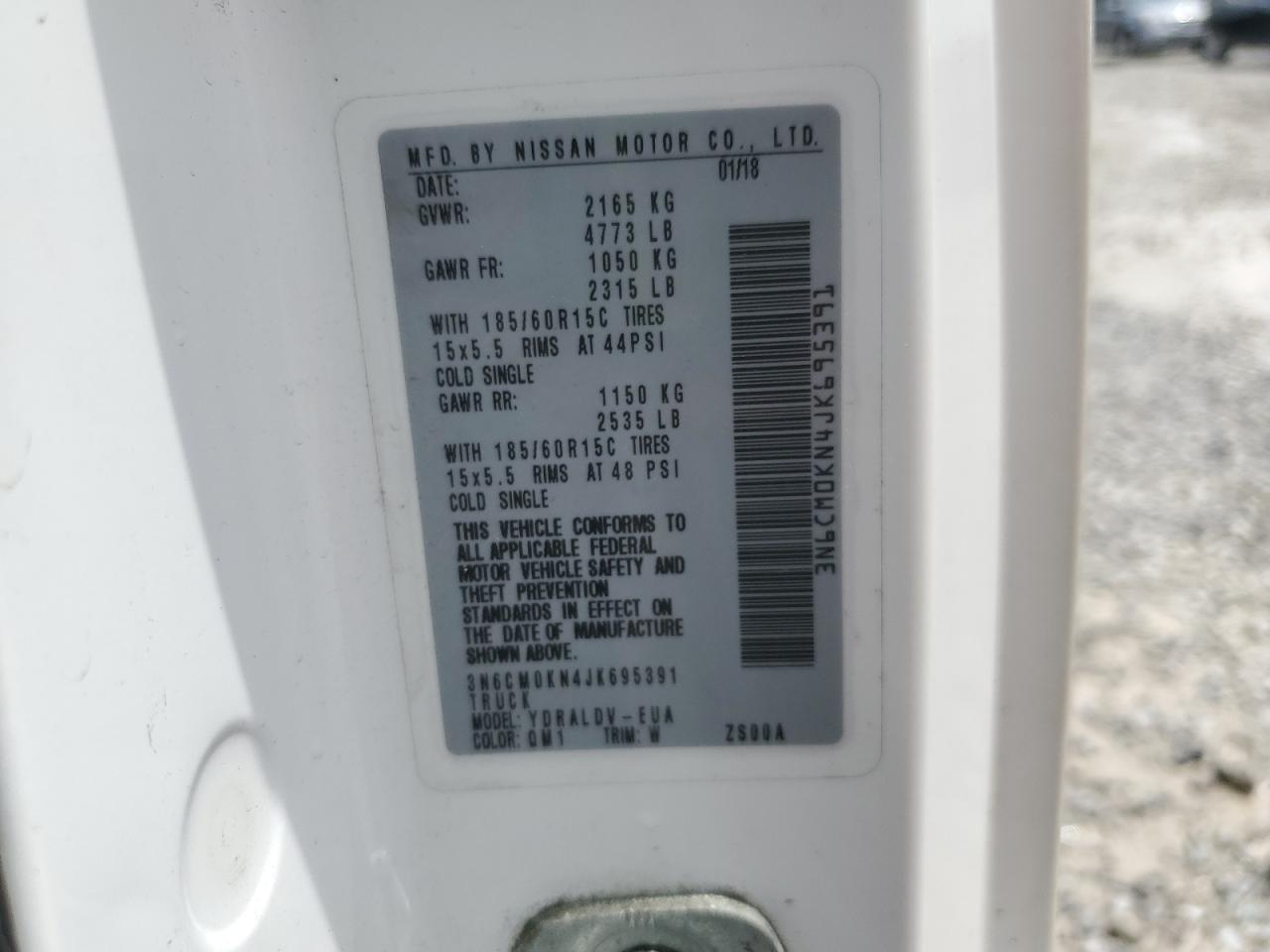 2018 Nissan Nv200 2.5S VIN: 3N6CM0KN4JK695391 Lot: 54585455
