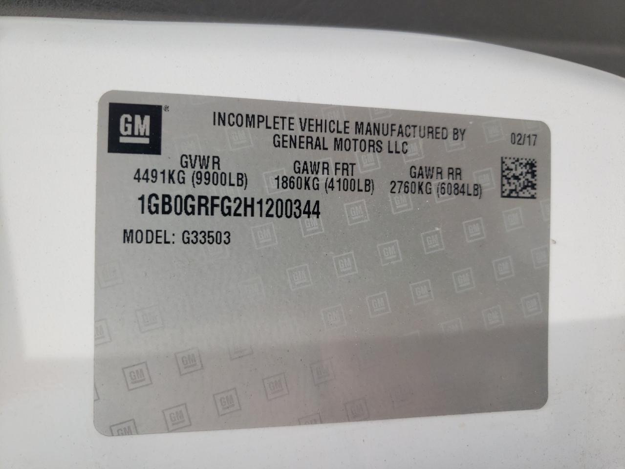 1GB0GRFG2H1200344 CHEVROLET EXPRESS 2017