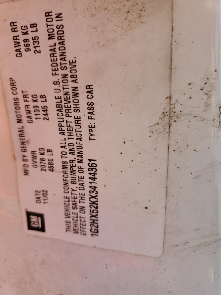 2003 Pontiac Bonneville Se VIN: 1G2HX52KX34144361 Lot: 52165045