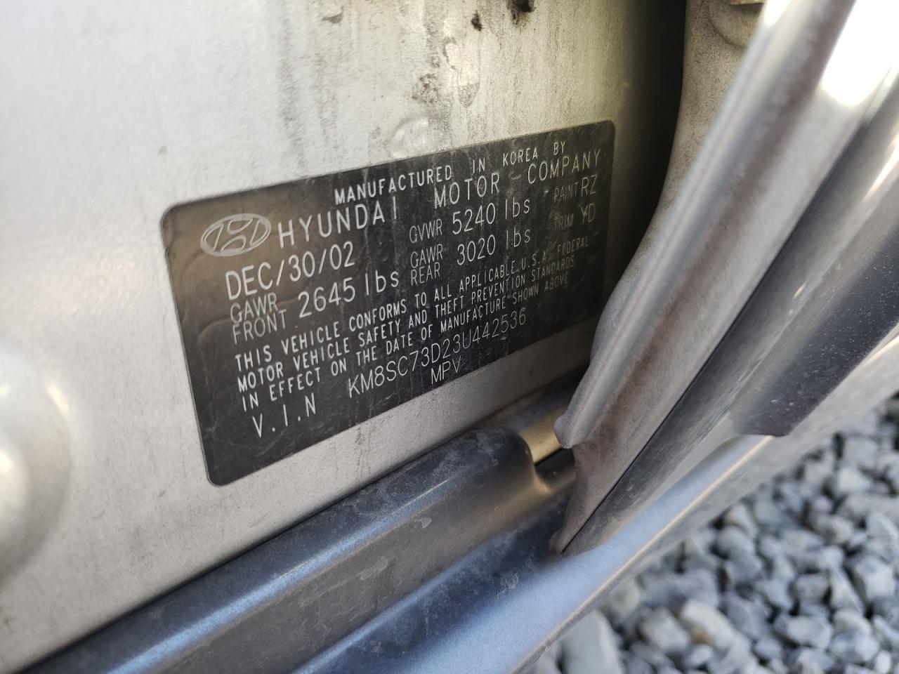 2003 Hyundai Santa Fe Gls VIN: KM8SC73D23U442536 Lot: 53171725