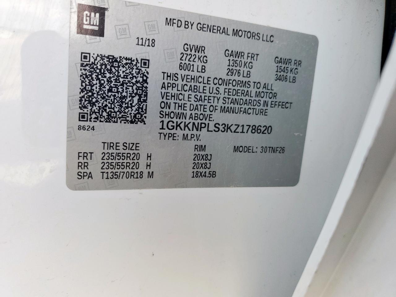 2019 GMC Acadia Denali VIN: 1GKKNPLS3KZ178620 Lot: 54857995