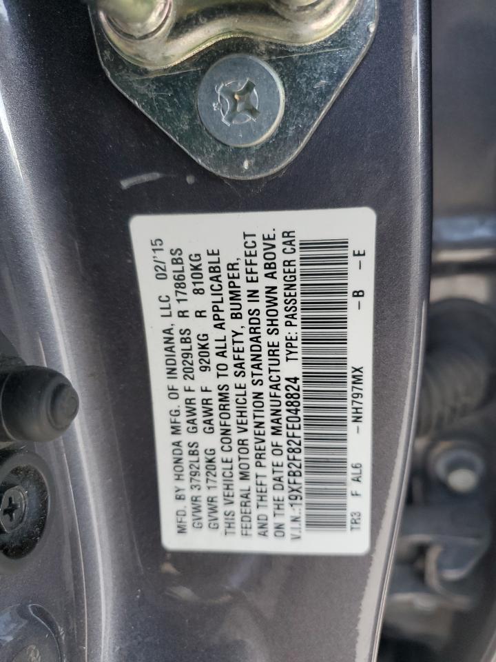 2015 Honda Civic Ex VIN: 19XFB2F82F82FE048 Lot: 52143695