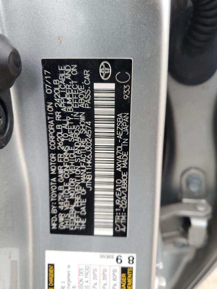 2018 Toyota Camry L VIN: JTNB11HK6J3024574 Lot: 52688655