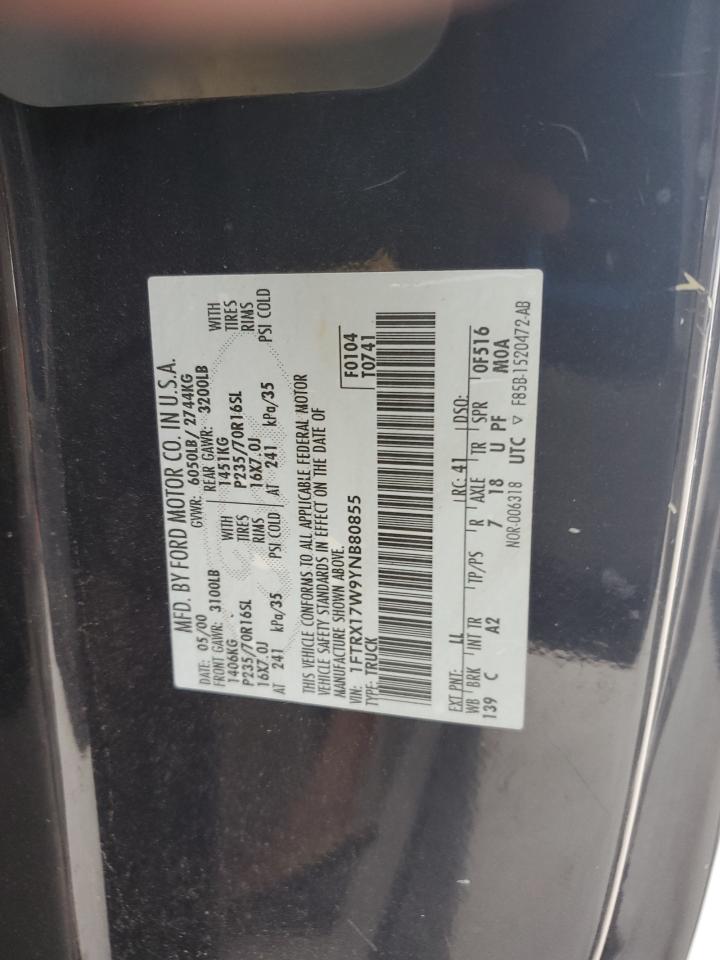 2000 Ford F150 VIN: 1FTRX17W9YNB80855 Lot: 53901265