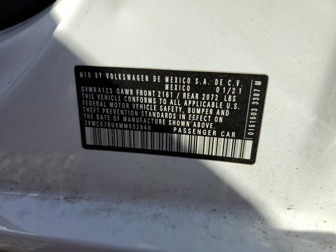 2021 Volkswagen Jetta S VIN: 3VWC57BU9MM032940 Lot: 55208435