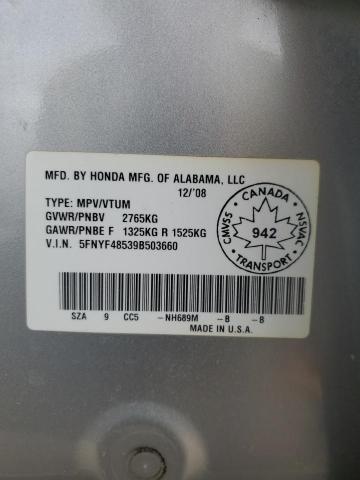 2009 HONDA PILOT EXL  