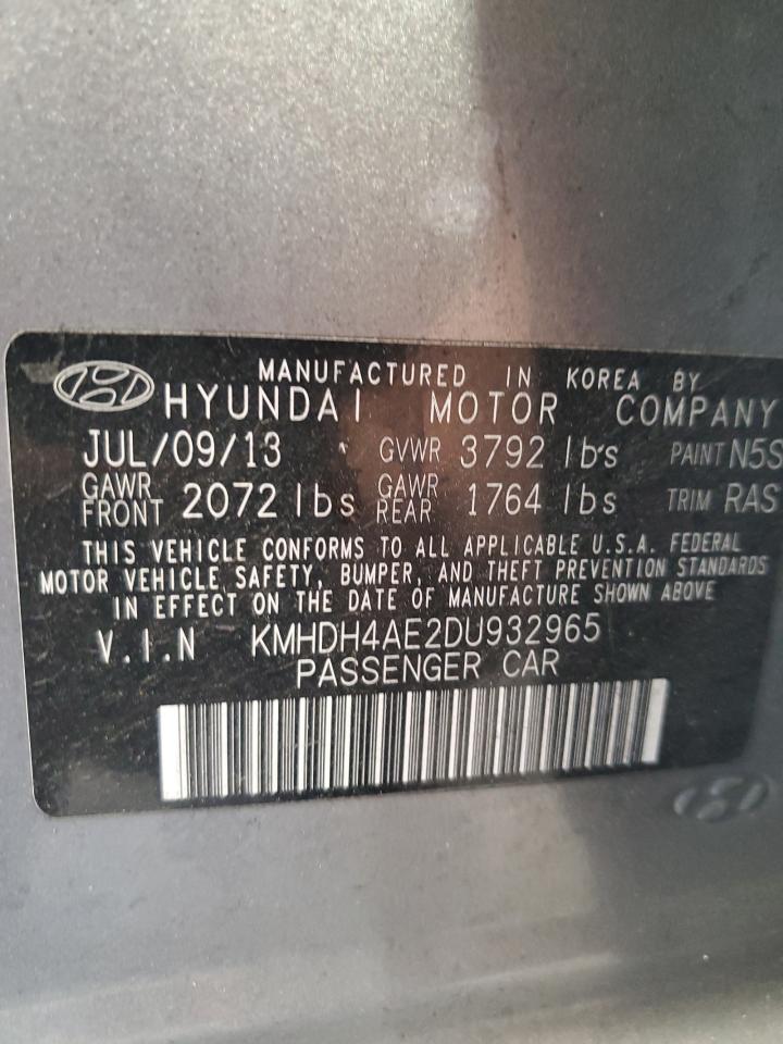 2013 Hyundai Elantra Gls VIN: KMHDH4AE2DU932965 Lot: 54442845
