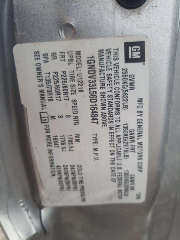 2006 Chevrolet Uplander Lt VIN: 1GNDV33L56D164847 Lot: 50942035