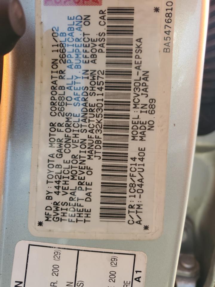 2003 Toyota Camry Le VIN: 0LDL0T48045695 Lot: 53625775