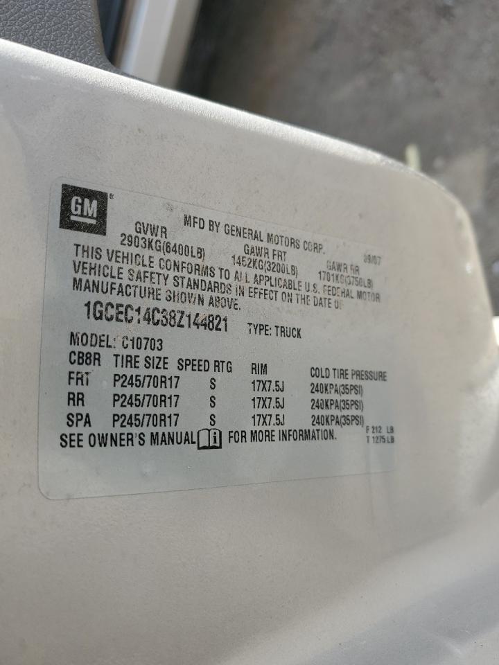 2008 Chevrolet Silverado C1500 VIN: 1GCEC14C38Z144821 Lot: 51775495