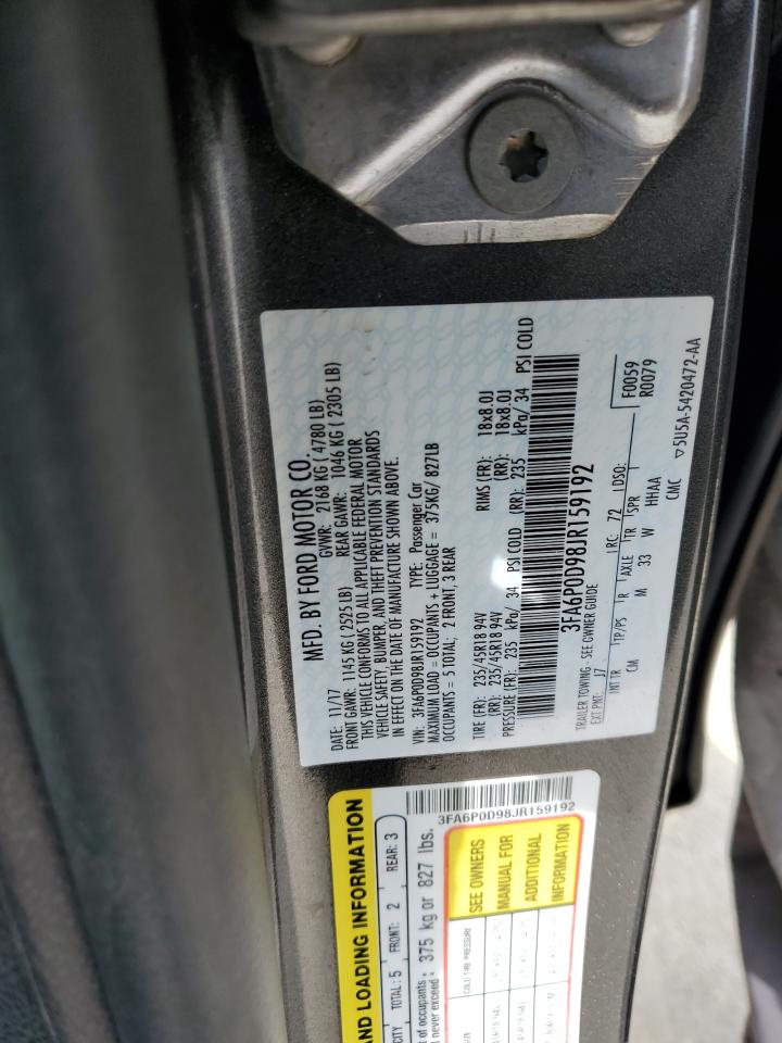3FA6P0D98JR159192 FORD FUSION 2018