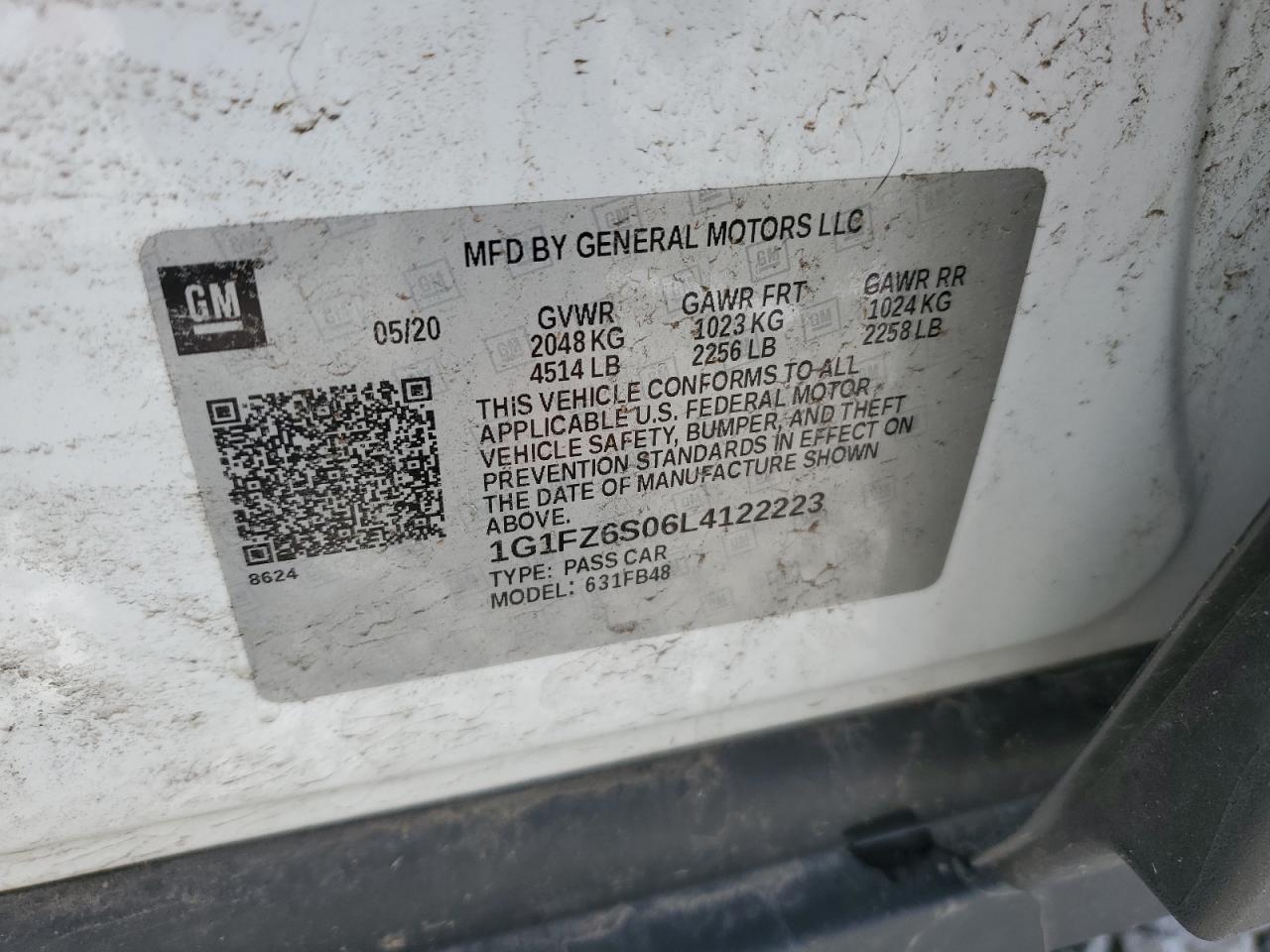 1G1FZ6S06L4122223 CHEVROLET BOLT 2020