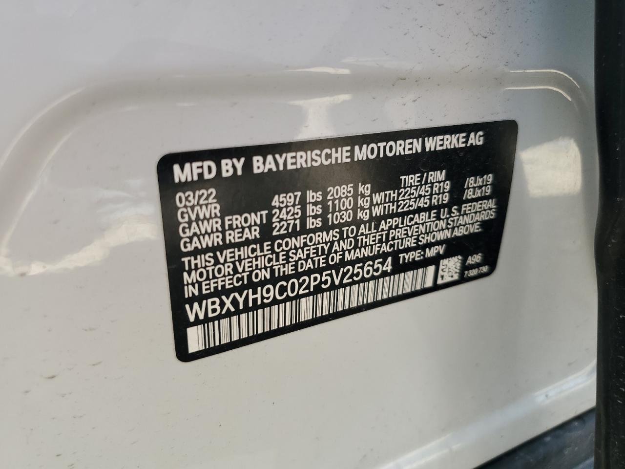 2023 BMW X2 Sdrive28I VIN: WBXYH9C02P5V25654 Lot: 53513425