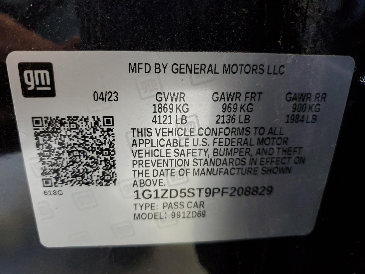 1g1zd5st9pf208829 1G1ZD5ST9PF208829 2023 Chevrolet Malibu Lt