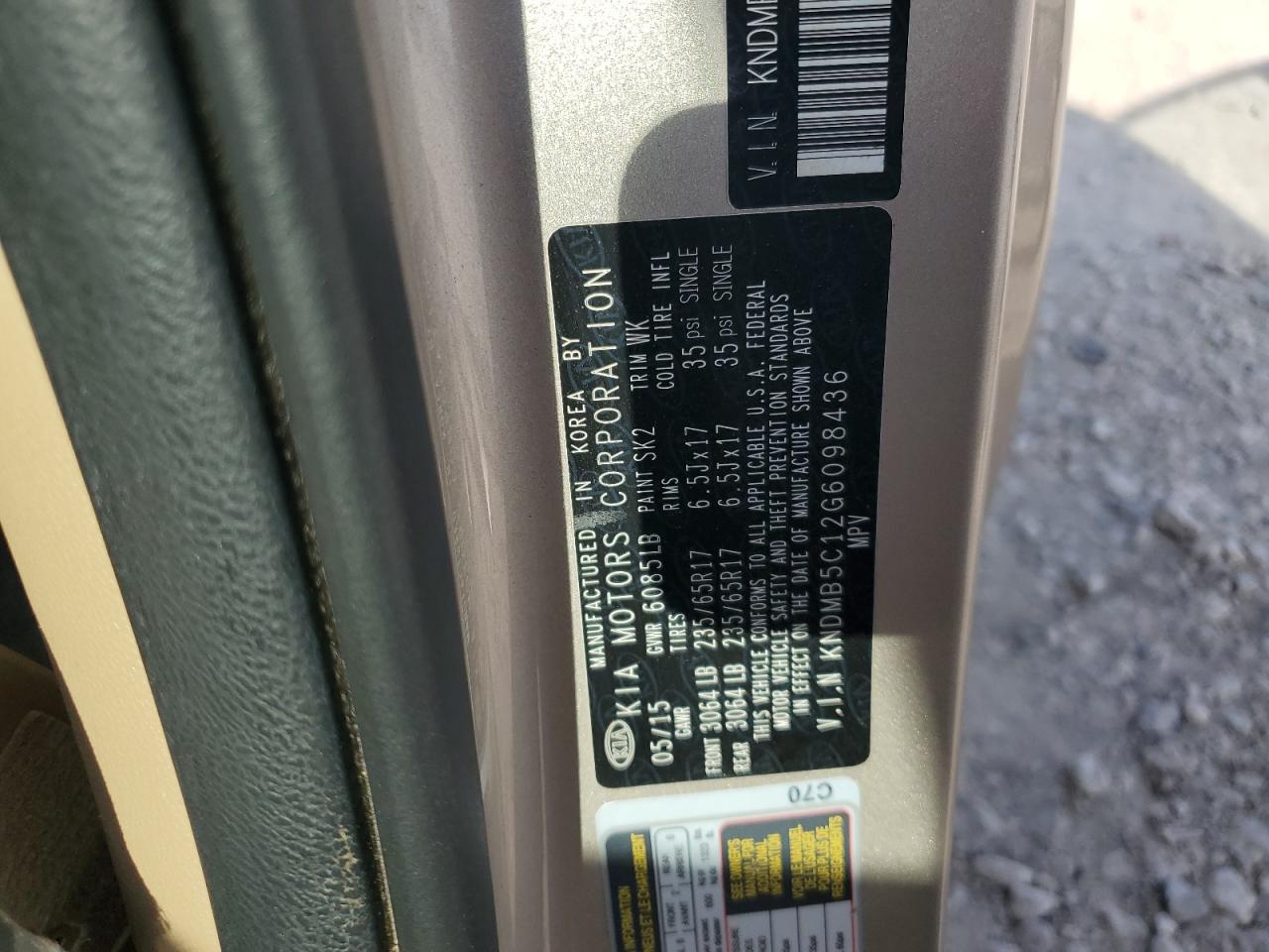 2016 Kia Sedona Lx VIN: KNDMB5C12G6098436 Lot: 53064735