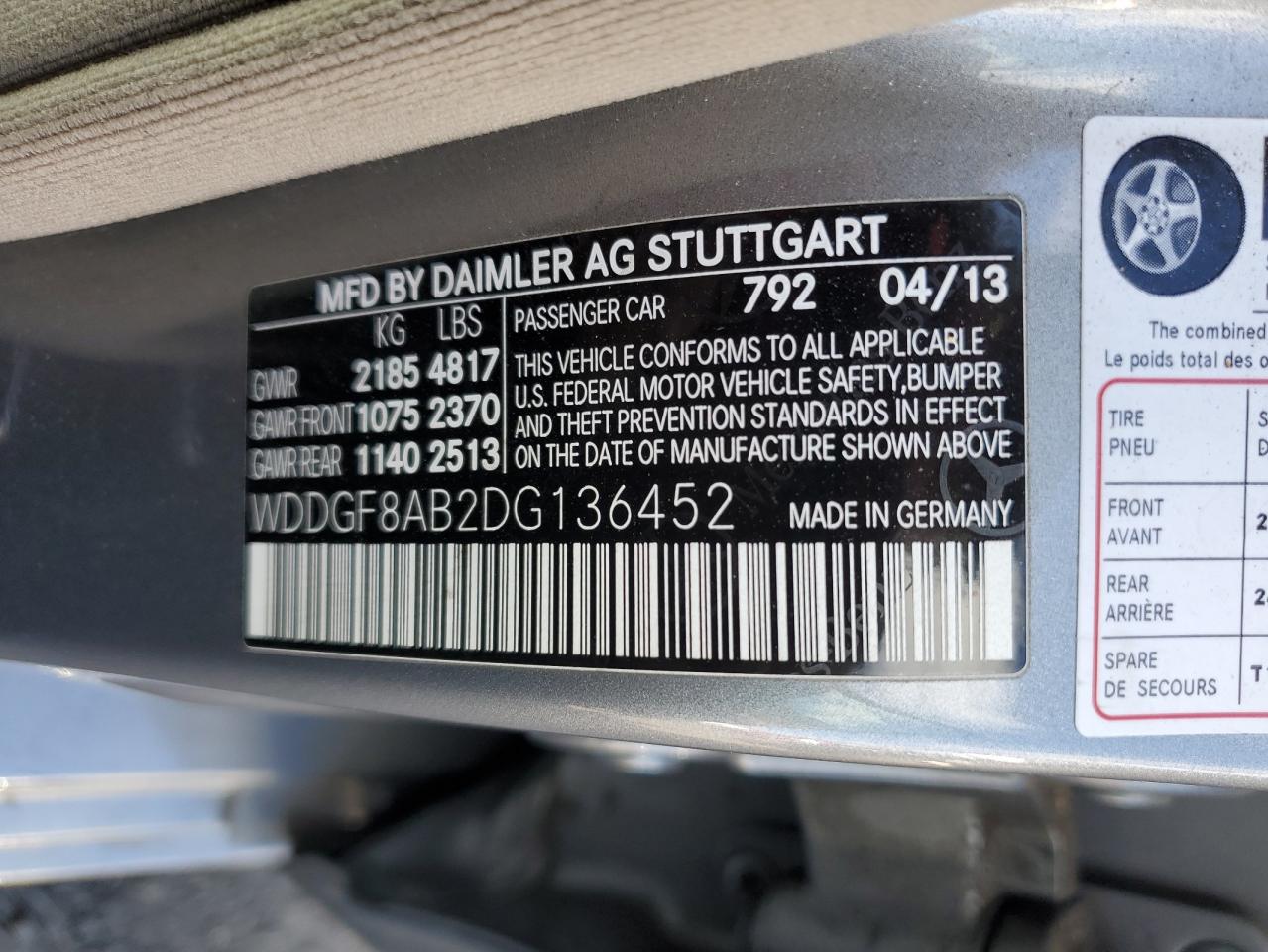 2013 Mercedes-Benz C 300 4Matic VIN: WDDGF8AB2DG136452 Lot: 53673335