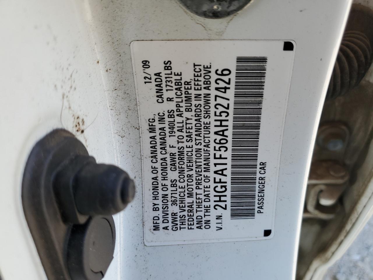 2010 Honda Civic Lx VIN: 2HGFA1F56AH527426 Lot: 54076075