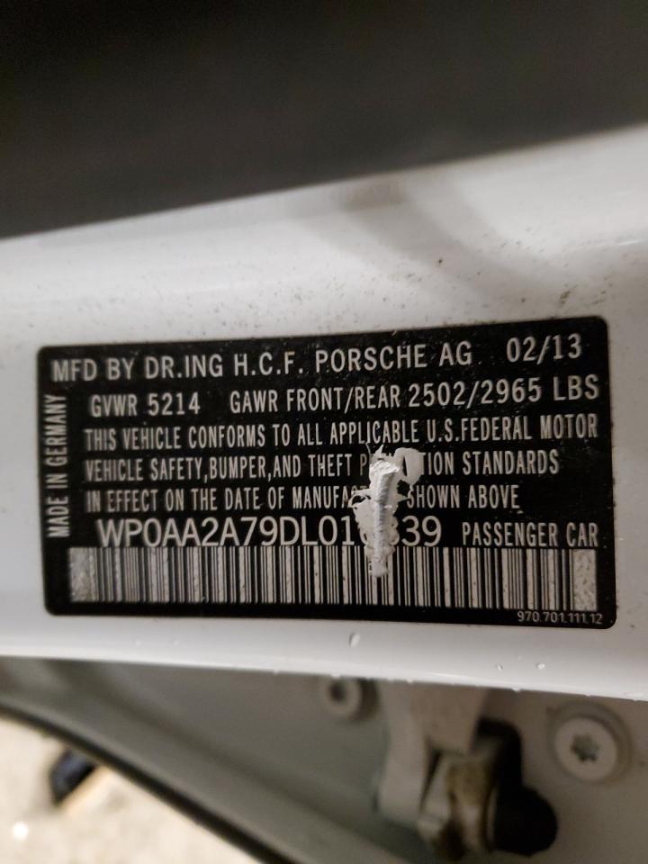 2013 Porsche Panamera 2 VIN: WP0AA2A79DL016839 Lot: 54403445