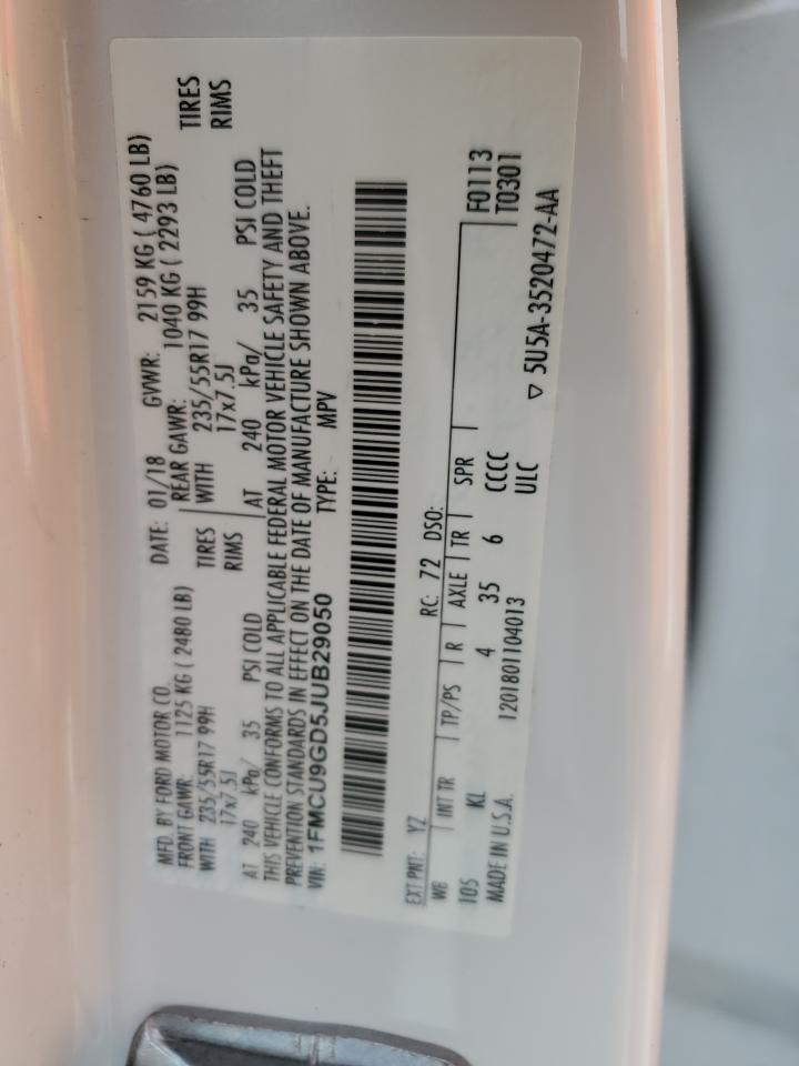 1FMCU9GD5JUB29050 FORD ESCAPE 2018