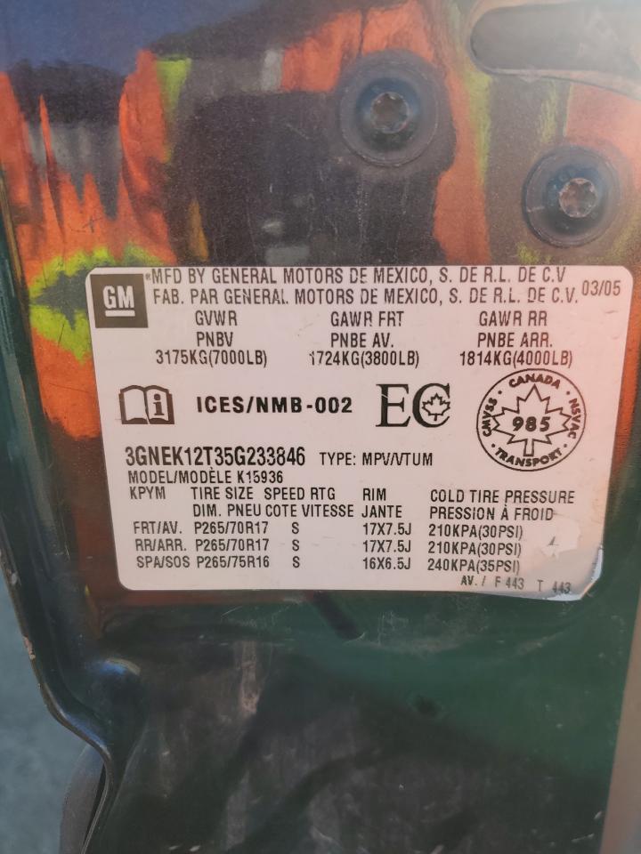 2005 Chevrolet Avalanche VIN: 3GNEK12T35233846 Lot: 51663795