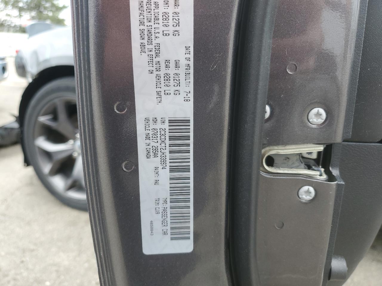 2C3CDXCT2JH339974 DODGE CHARGER 2018