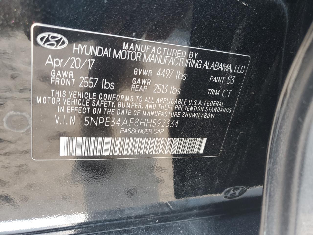 2017 Hyundai Sonata Sport VIN: 5NPE34AF8HH592334 Lot: 54523685