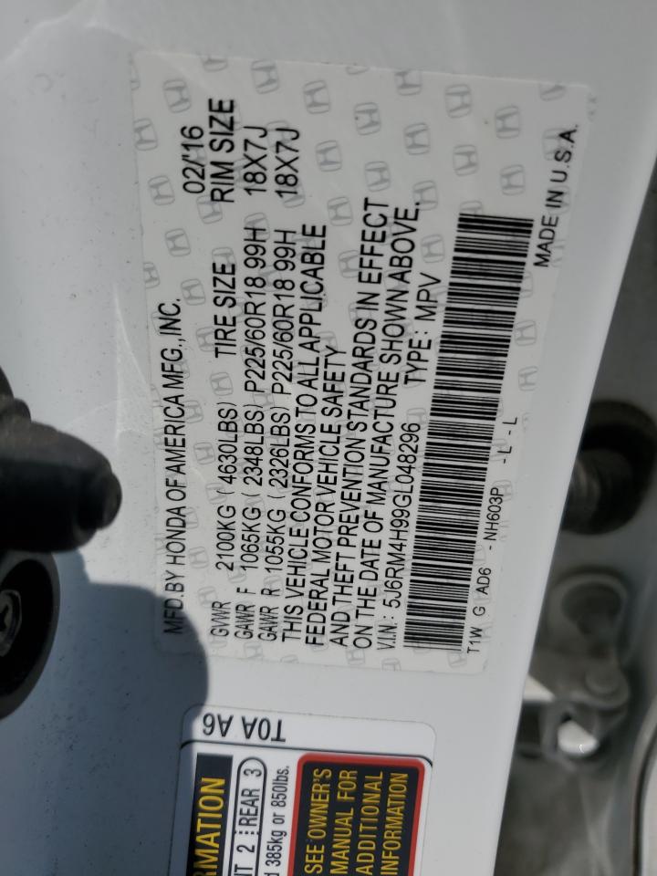 5J6RM4H99GL048296 HONDA CRV 2016