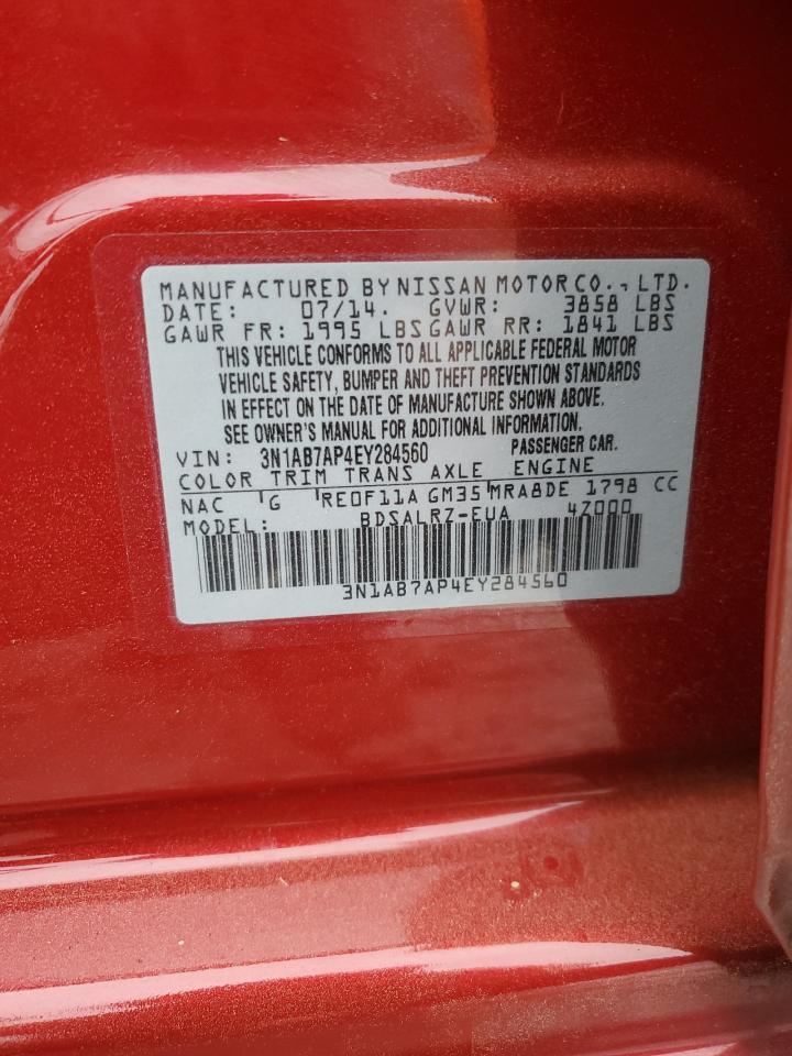 2014 Nissan Sentra S VIN: 3N1AB7AP4EY284560 Lot: 53787125