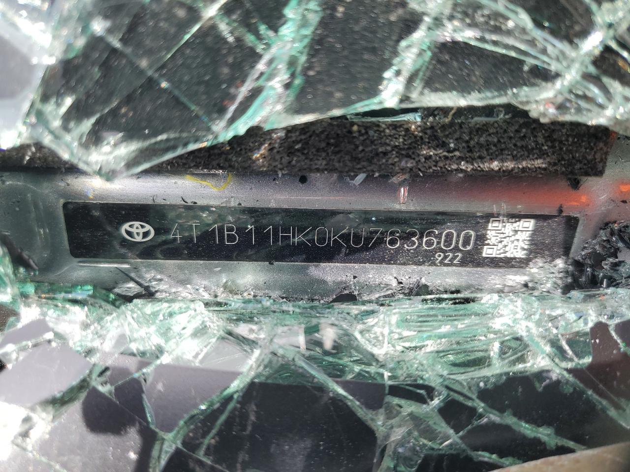 4T1B11HK0KU763600 TOYOTA CAMRY 2019