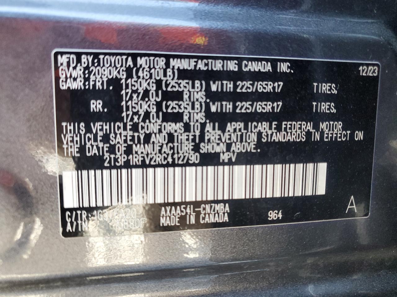 2024 Toyota Rav4 Xle VIN: 2T3P1RFV2RC412790 Lot: 55066045