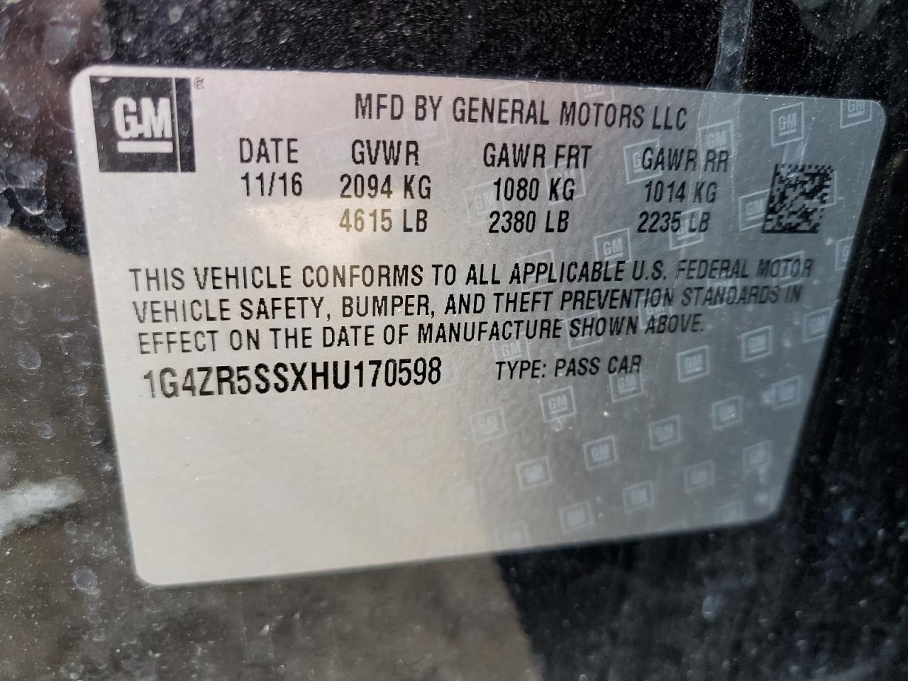 2017 Buick Lacrosse Premium VIN: 1G4ZR5SSXHU170598 Lot: 54244775